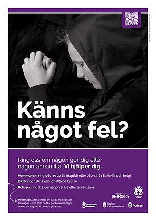 Bild på affischen Känns något fel?, som är en del av Sundsvalls kommuns kampanj Våld i nära relationer.